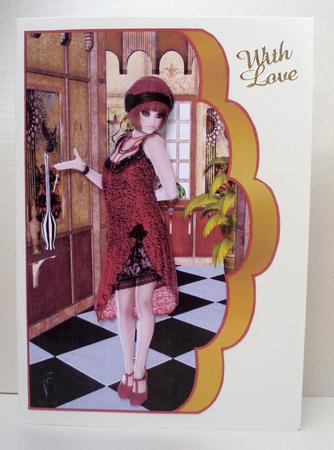 Flapper Girl Scalloped Edge Card Front by Audrey Brown clifford