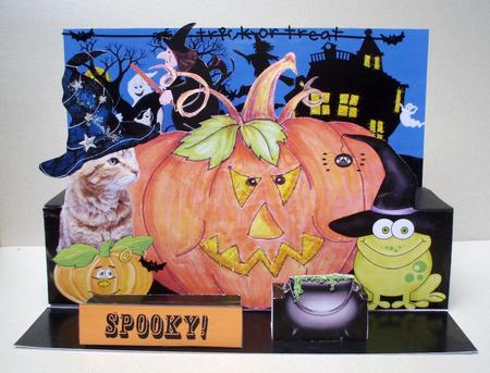 Angel Tabitha Cat's Halloween Party Giant 3D A4 Easel Card by Audrey Brown clifford