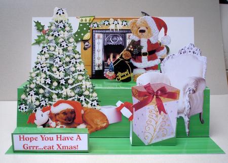 Lisa Puppy Dog's Christmas Giant 3D -a4 Easel Card Kit by Audrey Brown clifford
