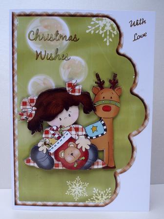Christmas Wishes Scallope Edge Curve Card by Audrey Brown clifford