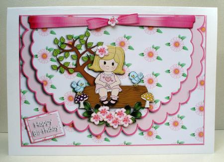 Pink Little Cutie Scalloped Envelope Card by Audrey Brown clifford