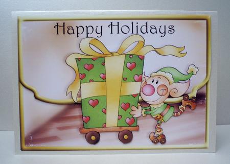 The Elves Are on Their Way Fancy Scalloped Envelope Card by Audrey Brown clifford