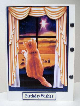 A cute Ginger Cat at the Window Card Front by Audrey Brown clifford