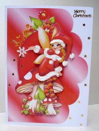 Fairy Christmas Wishes Scallope Edge Curve Card by Audrey Brown clifford