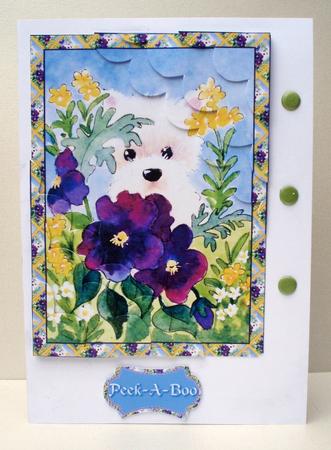 Westie with Pansies Corner Stacker by Audrey Brown clifford