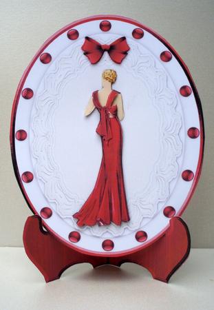 Art Deco Lady and Lace Plate Card and Stand by Audrey Brown clifford