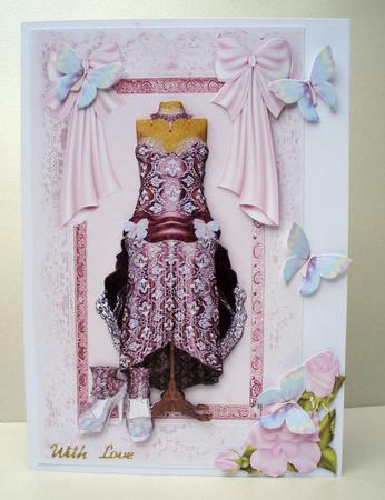 Antique Rose Pink Dress on Vintage Lace by Audrey Brown clifford
