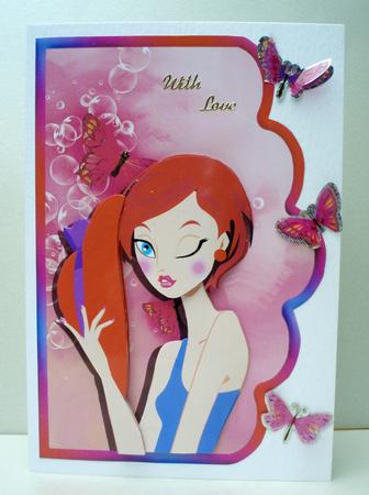 Red Hat Lady Scallope Edge Curve Card by Audrey Brown clifford