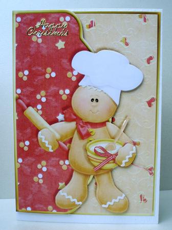 Spice Gingerbread Man Fancy Scalloped Envelope Card by Audrey Brown clifford