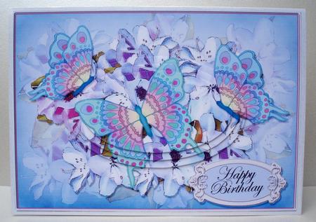 A5 Birthday Flowers & Butterfly Oval Pyramage Topper by Audrey Brown clifford