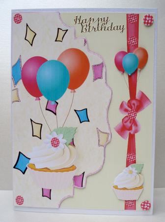 Cupcake, & Balloons with Button Bow by Audrey Brown clifford