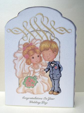 Cute Bride & Groom Wedding Scalloped Top Quick Card by Audrey Brown clifford