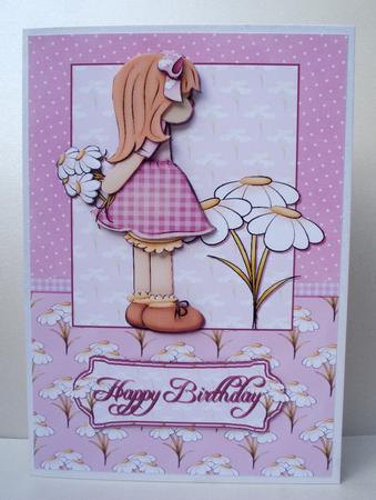 Daisy Delight Card Front with Decoupage by Audrey Brown clifford