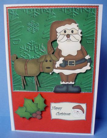 Santa and Rudolph Cardfront by Audrey Brown clifford