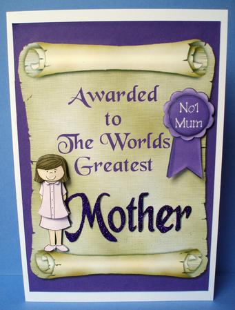Worlds Greatest Mother Decoupage Quick Card Front by Audrey Brown clifford