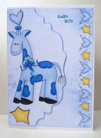 Little Blue Giraffe on Scalloped Envelope by Audrey Brown clifford