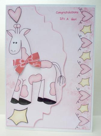 Little Pink Giraffe on Scalloped Envelope by Audrey Brown clifford