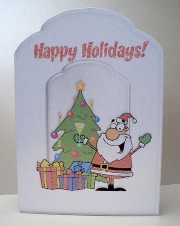 Santas Happy Holidays Scalloped Top Quick Card by Audrey Brown clifford