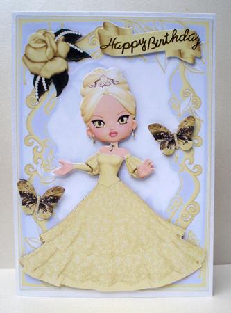 Little Lady in Cream Ballgown in Floral Frame by Audrey Brown clifford
