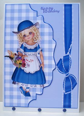 Sweet Little Girl in Blue on Scalloped Envelope A4 by Audrey Brown clifford