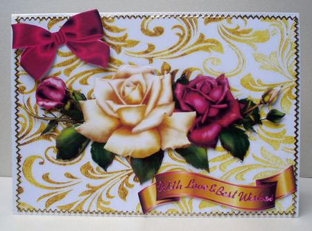 Roses with Bow and Gold Banner by Audrey Brown clifford