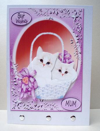 Fluffy Twin Cats in Basket by Audrey Brown clifford