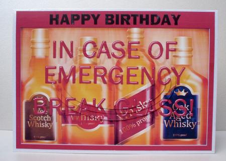 A5 Whisky Emergency Fun Novelty Oval Pyramage Topper by Audrey Brown clifford