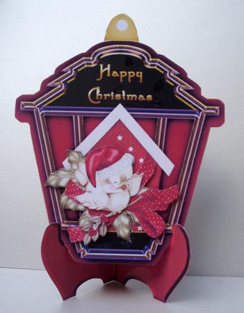 Little Christmas Sparrow Lantern Shaped Plate Card and Stand by Audrey Brown clifford