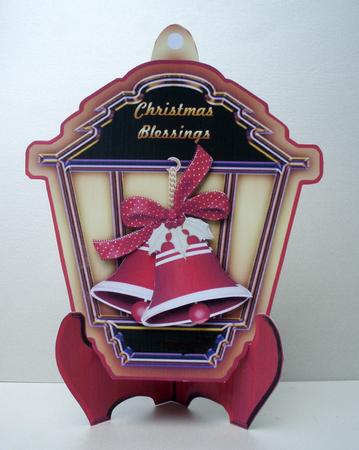 Christmas Bells Lantern Shaped Plate Card and Stand by Audrey Brown clifford