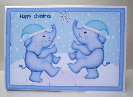 A5 Xmas Elephant Scallop Corner Side Stacker by Audrey Brown clifford