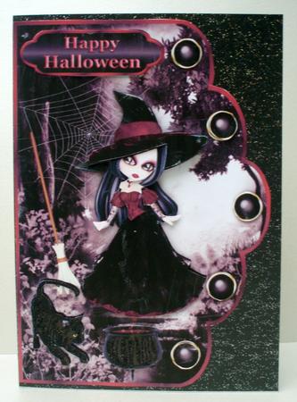 The Wistful Witch Scallop Card Front with Step by Step by Audrey Brown clifford