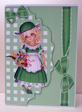 Sweet Little Girl in Green on Scalloped Envelope by Audrey Brown clifford