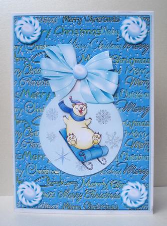 Sleighing Bear on a Bauble by Audrey Brown clifford