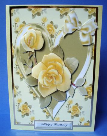 Yellow Roses in a Gold Heart by Audrey Brown clifford
