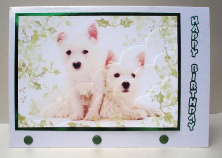 Holly Westie Large Wavy Card Front by Audrey Brown clifford