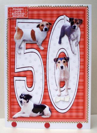 Jack Russell Terrier 50th Birthday Card by Audrey Brown clifford