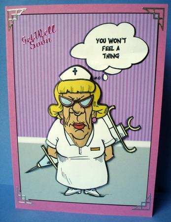 You Won't Feel a Thing Quick Card Front with Decoupage by Audrey Brown clifford