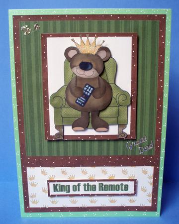 King of the Remote Control Decoupage Card Front by Audrey Brown clifford