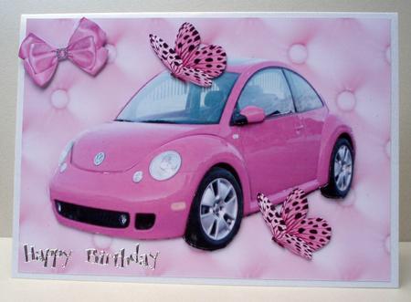 Cute Pink Car on Pink Backing Paper by Audrey Brown clifford