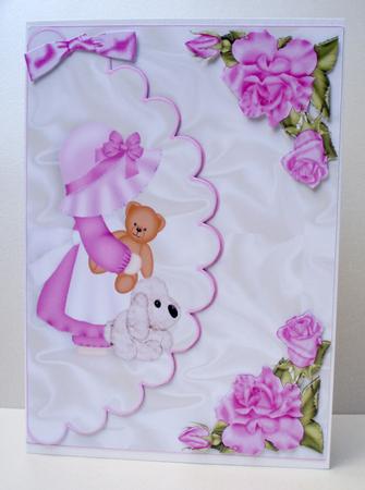 Little Bonnet Girl with Her Cuddly Toys by Audrey Brown clifford