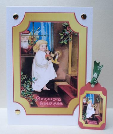 Santa Watching Plaque Card with Tags by Audrey Brown clifford