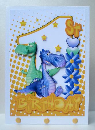 1st Birthday Card with Cute Dragons by Audrey Brown clifford