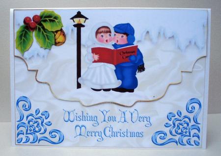 Carol Singers on a Scalloped Envelope by Audrey Brown clifford