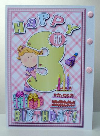 Happy 3rd Birthday Card Front by Audrey Brown clifford