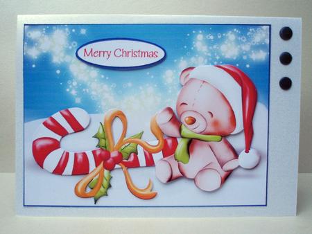 Christmas Teddy and Candy Cane by Audrey Brown clifford