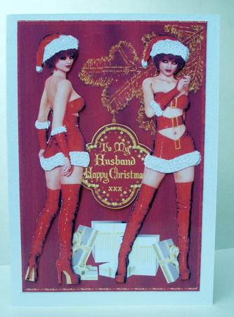 Christmas Cheeky Girls Decoupage Topper by Audrey Brown clifford