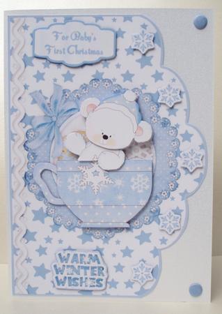 Snowflake Polar Bear in a Teacup Scallop Card by Audrey Brown clifford