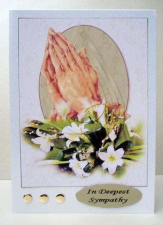 Praying Hands and Lilies Sympathy 2 Teardrop by Audrey Brown clifford