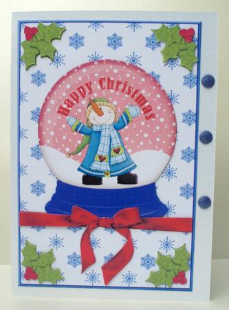 Happy Snowman Christmas Card Front by Audrey Brown clifford
