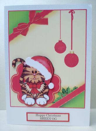 Christmas Cat and Baubles by Audrey Brown clifford